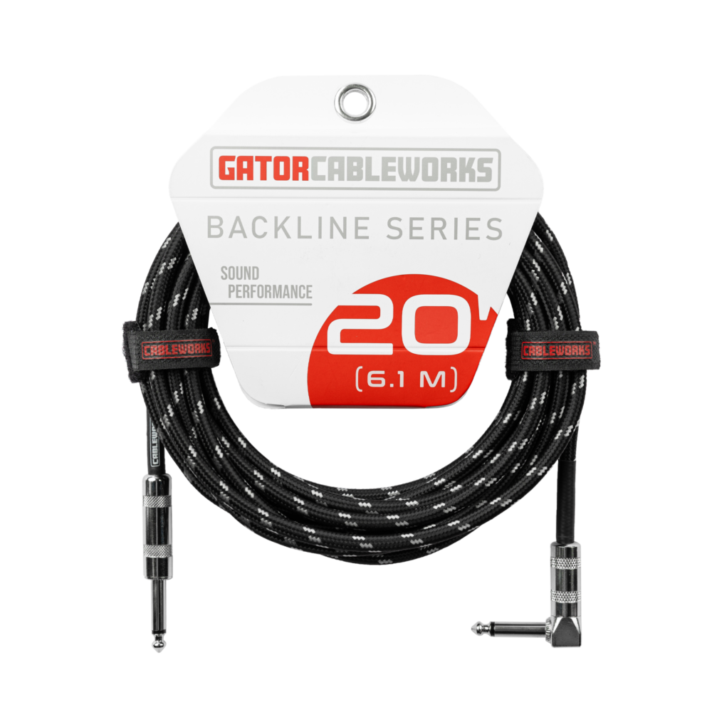 Gator 20 Foot Straight to Angled Braided Instrument Cable Black/Grey