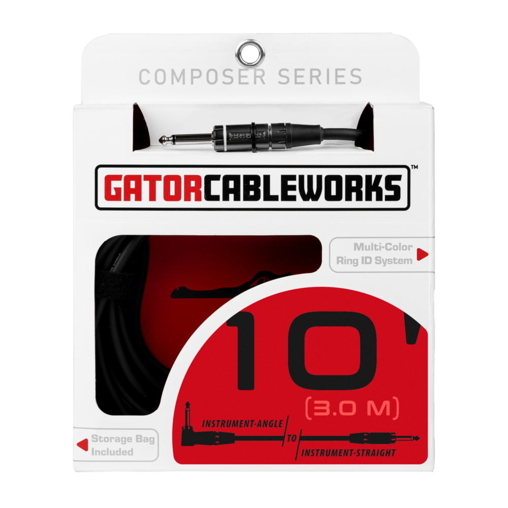 Gator Composer 10 Foot Straight to Right Angle Instrument Cable