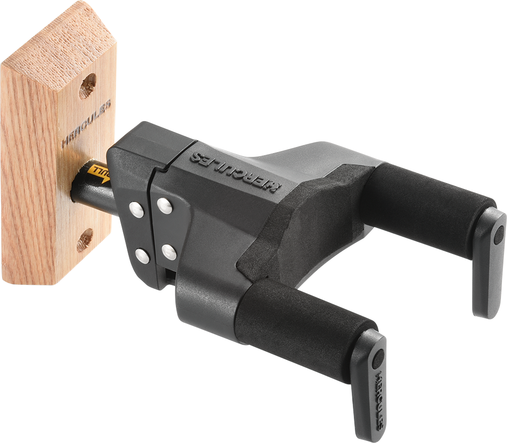 Hercules AutoGrip Wood Base Guitar Hanger, Short Arm