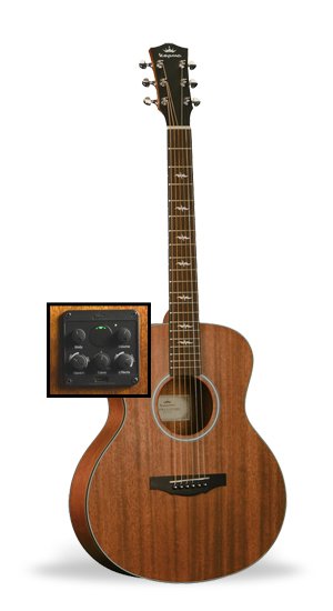 Kepma Club M2-131AWN Mini 36" Acoustic-Electric Guitar Matte Walnut - AcoustiFex