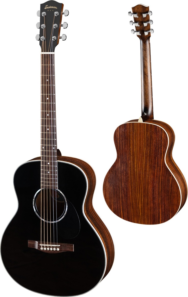 Eastman PCH2 Travel Guitar Black - Sitka Spruce/Laminated Rosewood
