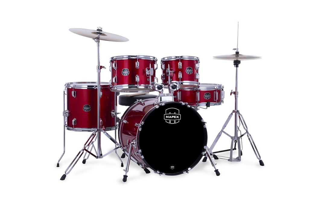 Mapex Rebel 5-Piece 22|14|12|10|14S Poplar Complete Setup with Fast Size Toms | Black Wrap