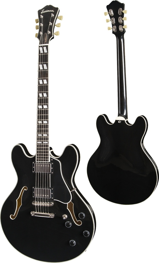Eastman T486 Semi-Hollow Electric Guitar Black - Flamed Maple Laminate