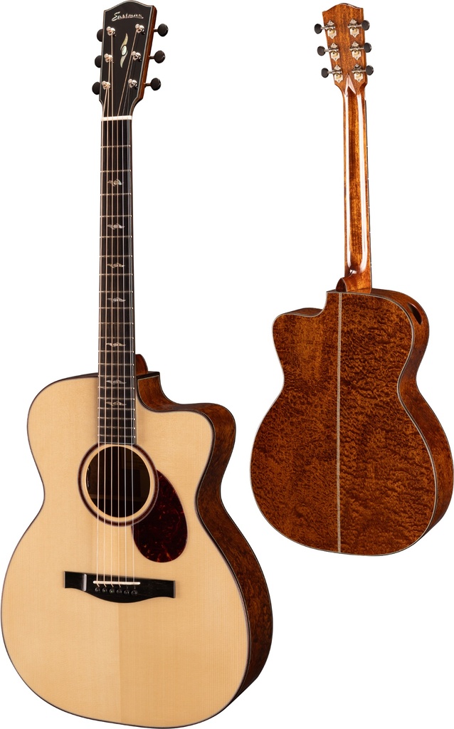 Eastman Luthier Series L-OMCE-QS OM Acoustic-Electric Guitar Natural - European Spruce/Quilted Sapele