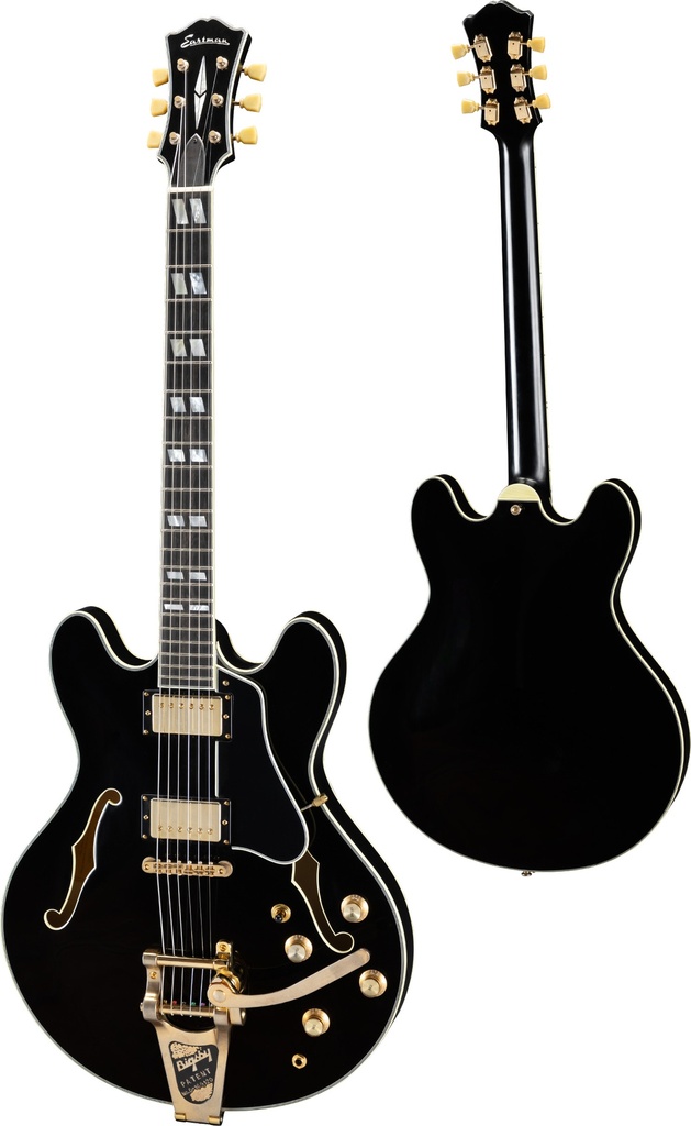 Eastman T59 Limited Truetone Varnish Semi-Hollow Electric Guitar Black - Flamed Maple Laminate