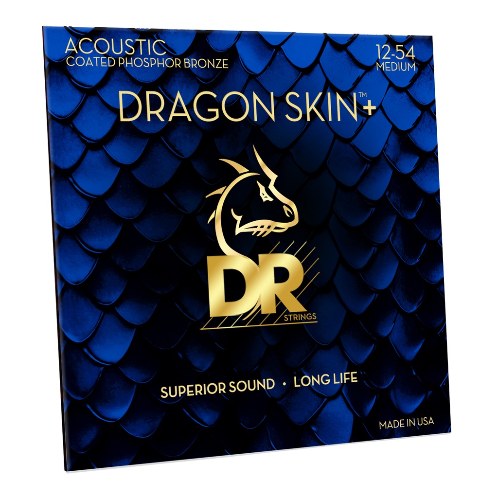 DR Strings Dragon Skin+ Coated Phosphor Bronze Acoustic Strings Custom Light 11-50, 3-Pack