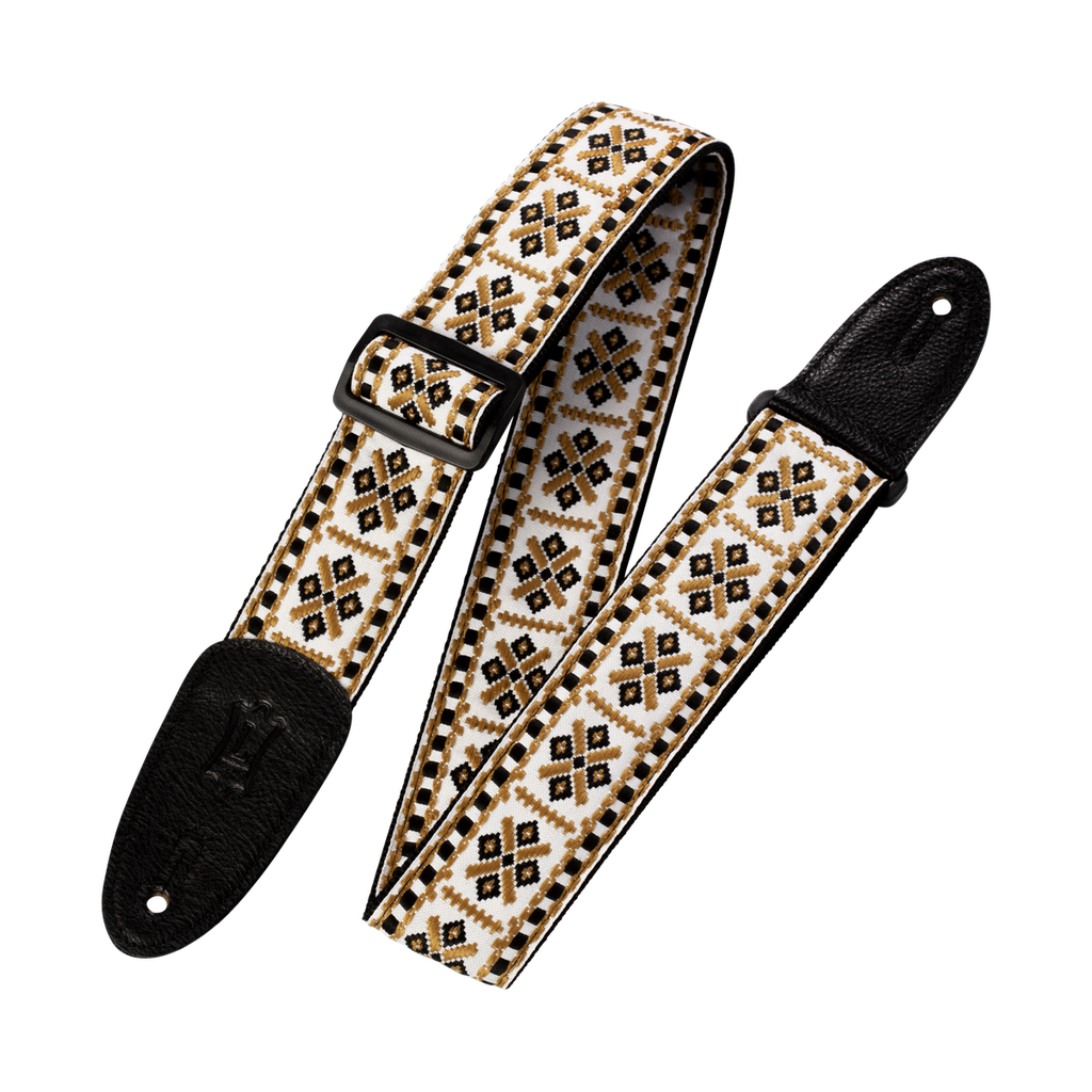 Levy's Hootenanny Series Guitar Strap - Gold & White Diamond