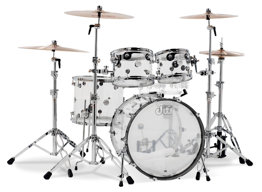 DW Design 4-piece Drum-Kit Clear Acrylic - Chrome