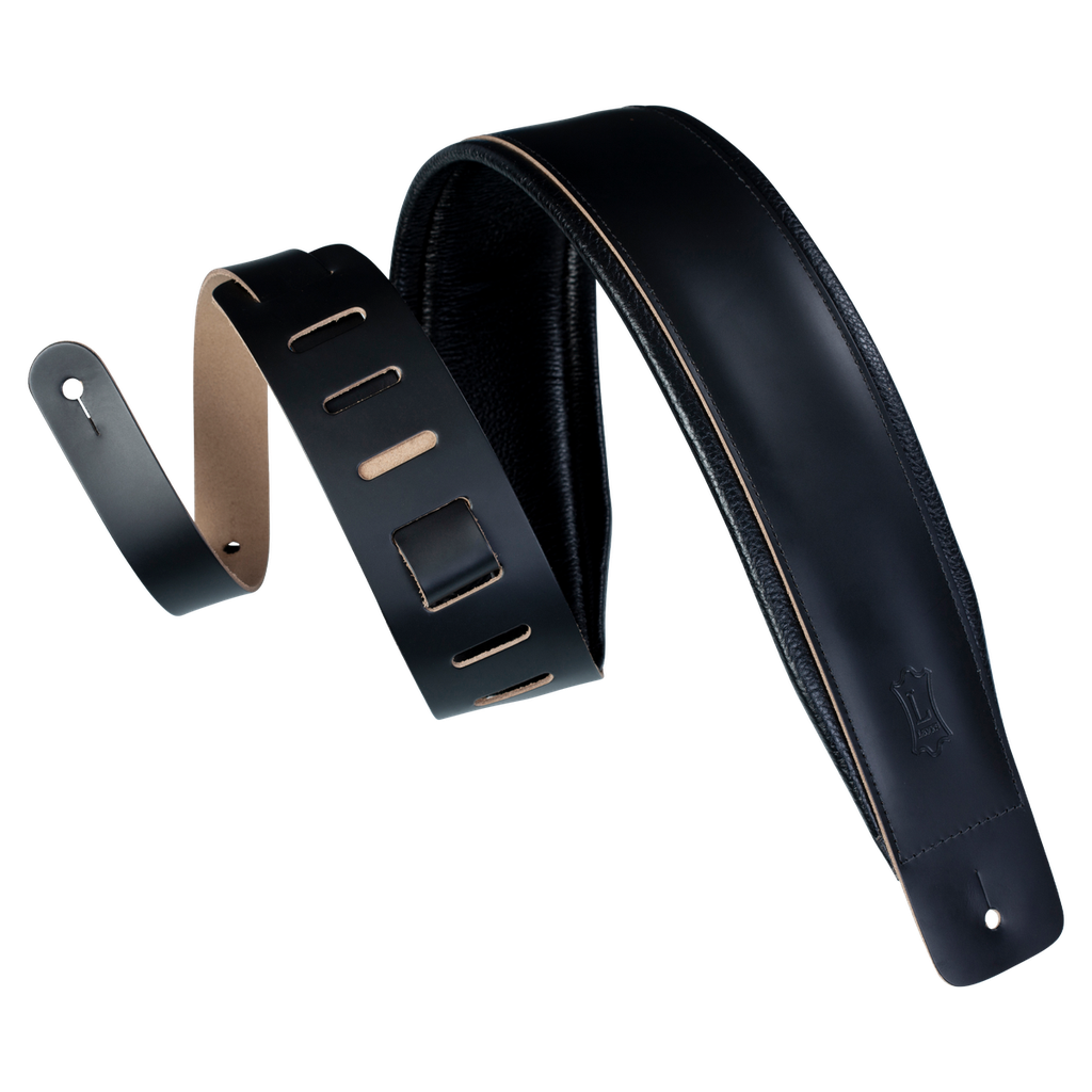 Levy's Larsen Leather Deluxe Series Guitar Strap - Black