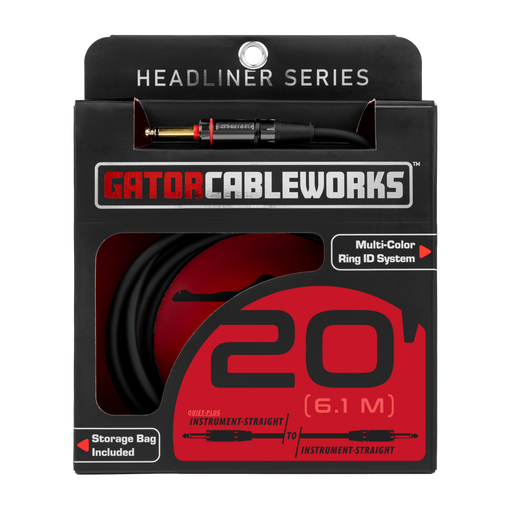[GCWH-INS-20QT] Gator Headliner 20 Foot Straight to Straight Quiet Instrument Cable