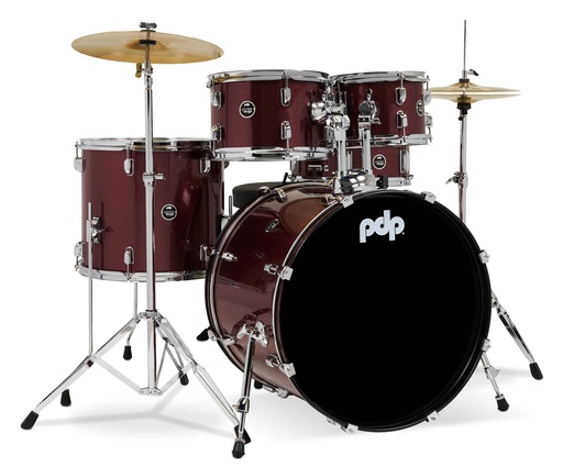 [PDCE2215KTRR] PDP Center Stage 5-Piece 22|16|12|10|14S Poplar Complete Setup - Ruby Red Sparkle