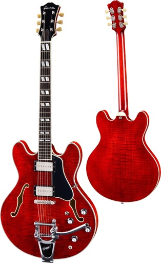 [T486B-RD] Eastman T486B Bigsby Semi-Hollow Electric Guitar Red - Flamed Maple Laminate
