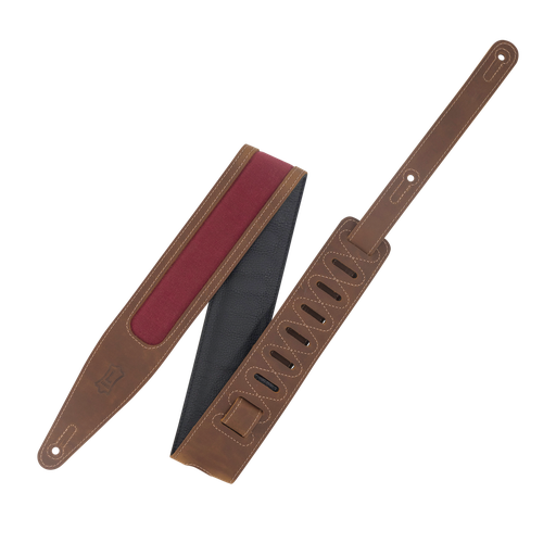 [M317TRI-BRN-BRG] Levy's Voyager Pro Series Guitar Strap - Brown and Burgundy