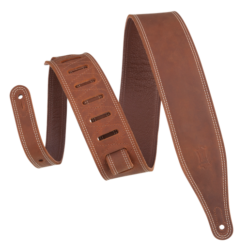 [M17BDS-BRN] Levy's Butter Double Stitch 2.5" Garment Leather Guitar Strap